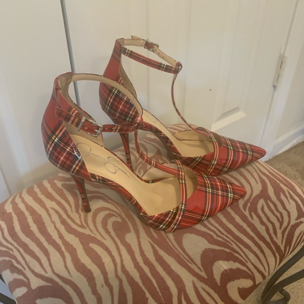Jessica Simpson Plaid Ankle Strap Heels - Picture 5 of 10